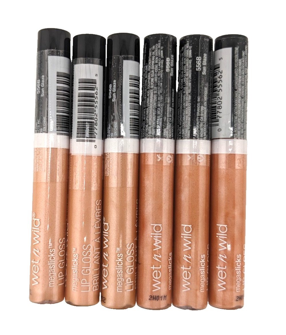 6x Wet n Wild MegaSlicks Lip Gloss, Sun Glaze 556B, SEALED